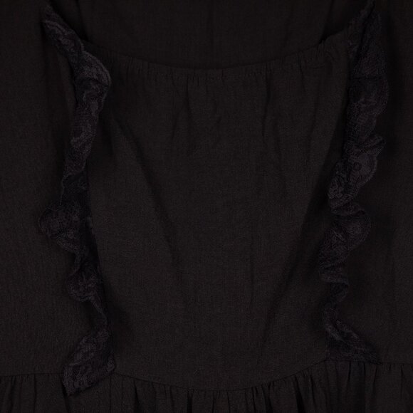 Scarlet Darkness black lace trim drawstring black dress-L - Picture 3 of 8